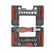 Викрутка з бітами та головками 1/4" 38 шт CrV тріскаточна (футляр) Мукачево - фото 1