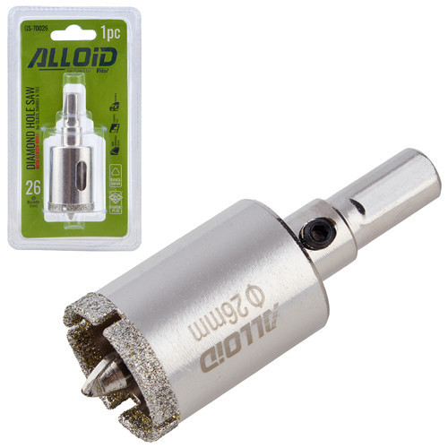 Свердло корончате алмазне по склу та кераміці 26мм з центрувальним свердлом Alloid Одеса - фото 1
