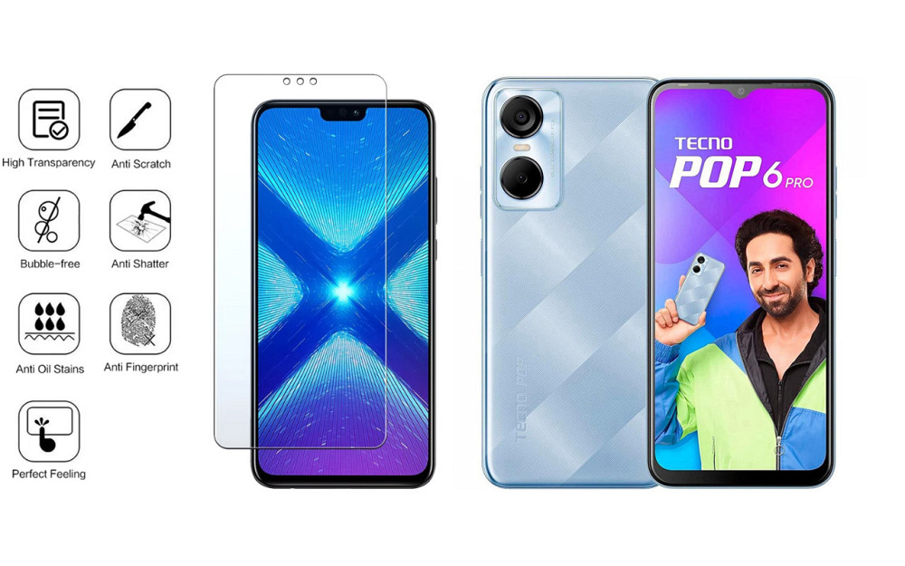 Защитное стекло NeoGlass для Tecno POP 6 Pro (BE8) – ультрапрозрачное и устойчивое Киев - изображение 4