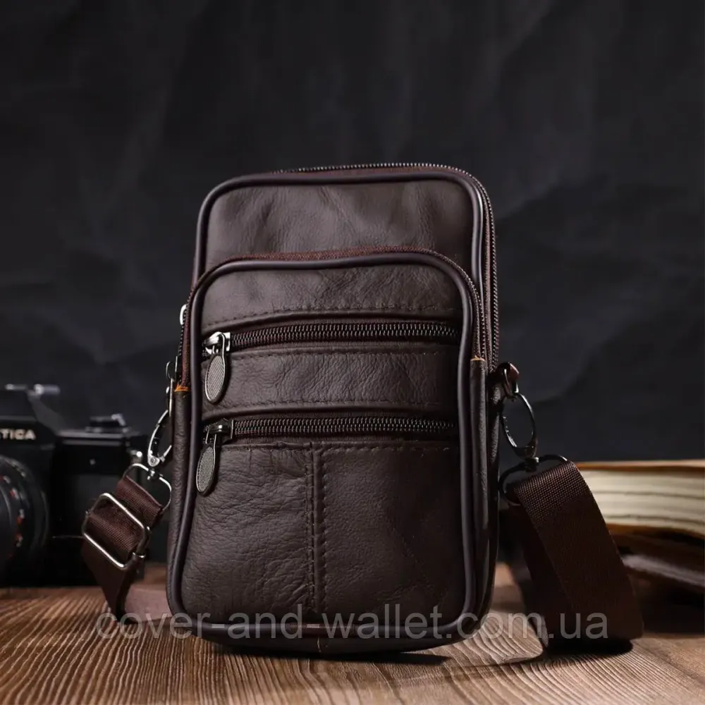 Вертикальная поясная сумка для мужчин из натуральной кожи Leather Collection Киев - изображение 1