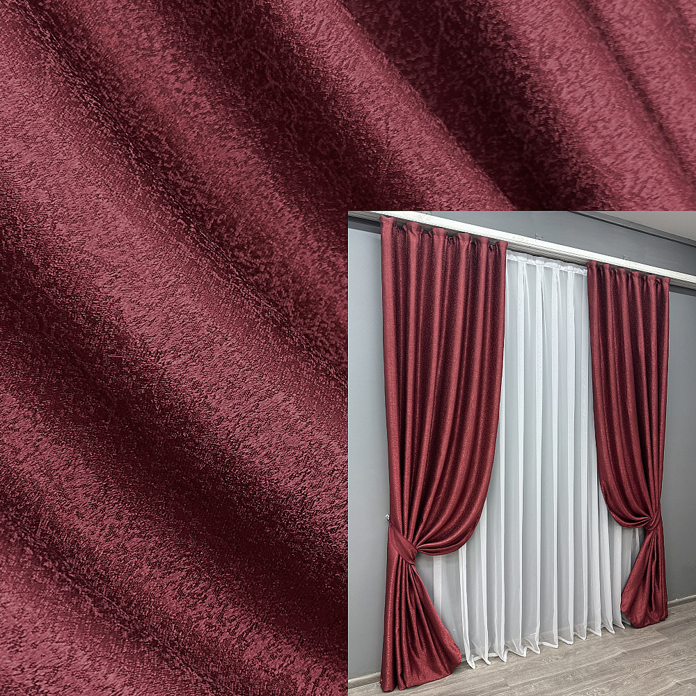 Комплект готових штор VR-Textil Софт "Люкс" № 753ш Бордовий 150х280 см 2шт (30-534) Київ - фото 1