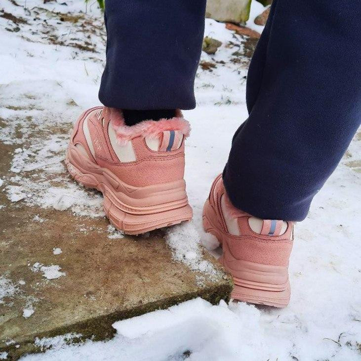 -Женський зимовий Рожевий Кросівки з МЕХОМ на Високому Підошві Мокасини (розміри: 37,38,39) — 11-3 Дніпро - фото 5