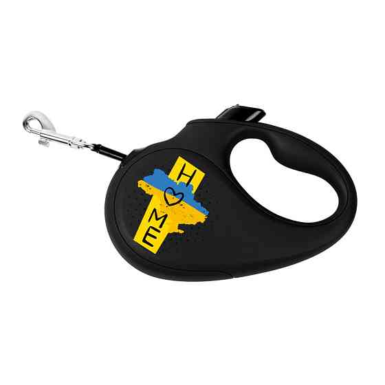 Повідець-рулетка для собак WAUDOG R-leash, малюнок "Дом", M, до 25 кг, 5 м, світловідбивна стрічка чорний Вінниця