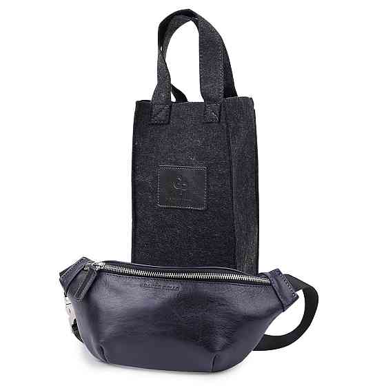 Кожаная бананка унисекс GRANDE PELLE 11569 Черный Киев