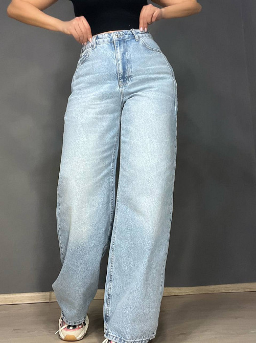Джинсы женские Its Basic 2499-3-4 Wide Leg jeans с высокой талией широкие ровные от бедра с выточками на бедрах голубые, голубой, 42, 42, 80 см, 110 с Киев - изображение 17