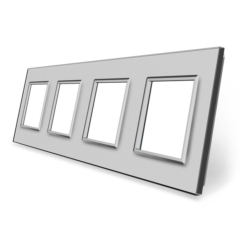 Рамка 4-постова LIVOLO, загартоване скло, сіра, 294×80 мм (VL-P7E/E/E/E-8I) Коломия - фото 2