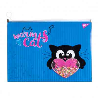 Папка - конверт Yes на блискавцi A4 Meow з бабл (491750) Вінниця