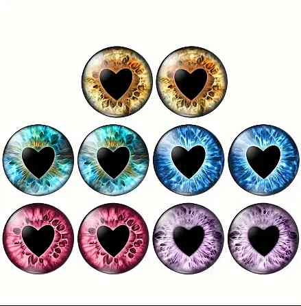 Стеклянные глаза с сердцем 8 мм – набор 10 пар для DIY и рукоделия Киев