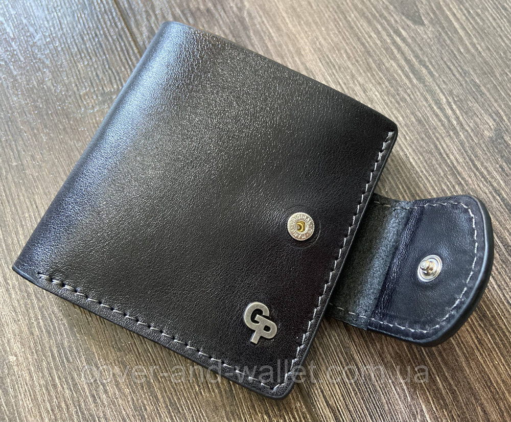 Компактний жіночий гаманець із монетницею чорного кольору зі шкіри Grande Pelle Київ - фото 7