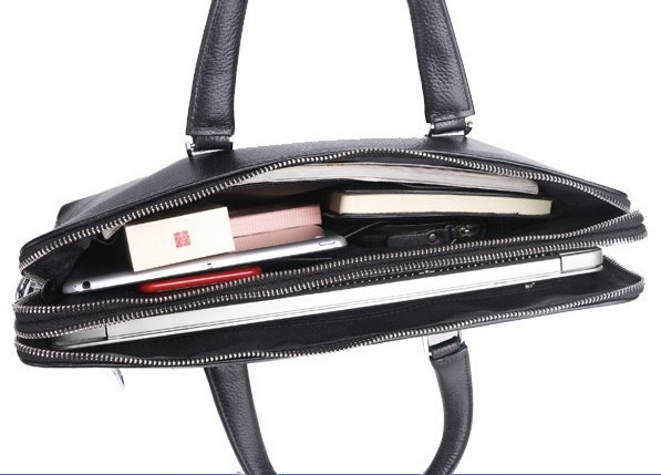 Кожаная мужская деловая сумка-портфель портфель для ноутбука черный Tiding Bag 64028 Киев - изображение 7