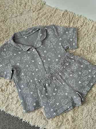 Дитяча піжама з мусліна шорти із сорочкою Сірий Мікі Маус 122-128 Харків