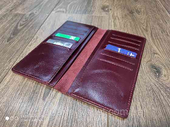 Стильний бордовий шкіряний купюрник ручної роботи ST Leather Київ