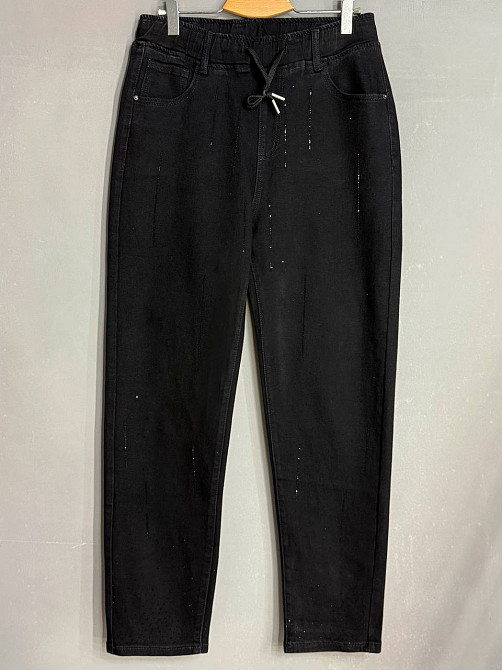 Джинси жіночі Ladyn 836 MOM на резинці розсип камінців великі розміри чорні, чорний, З4, 34, 100 см, 120 см Київ - фото 8