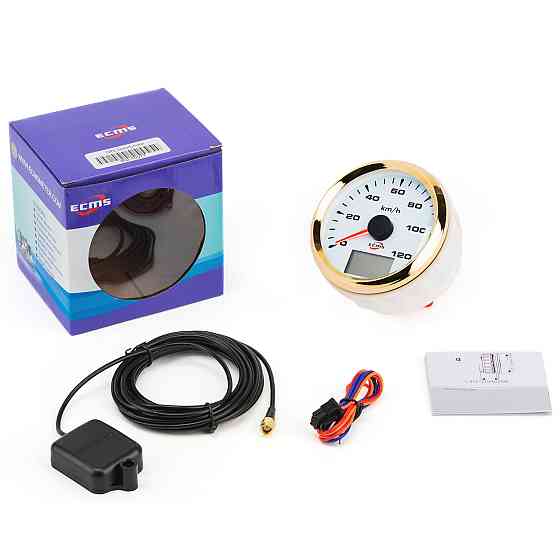 GPS-спідометр ECMS HMG3-WG-120KL діаметр 85 мм, рамка золото, дисплей білий Черкаси