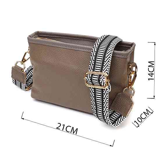 Компактна сумка на плече з натуральної шкіри 22098 Vintage Сіра Київ