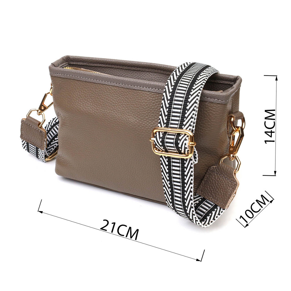 Компактна сумка на плече з натуральної шкіри 22098 Vintage Сіра Київ - фото 3