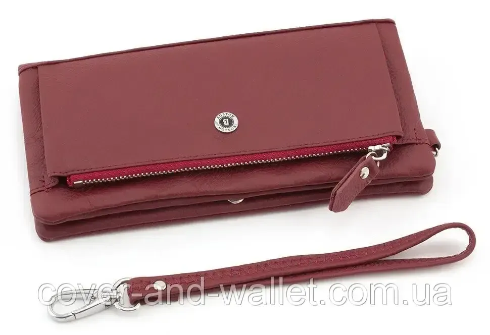 Удобный розовый женский кожаный кошелек купюрник Boston Бордовый Киев - изображение 8