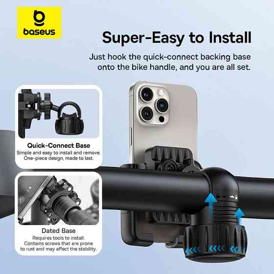 Держатель для телефона Baseus GoTrip для велосипеда черный Киев