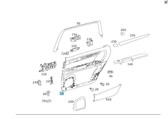 Mercedes-Benz  A2517300370 9D84 Карта задніх лівих дверей колір чорний R-class long V251 Одеса