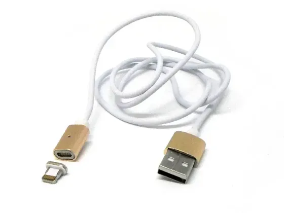 Магнітний кабель 2в1 Lightning/Micro USB ART-042 1.2м 2A з LED індикатором Нейлоновий Білий Одеса