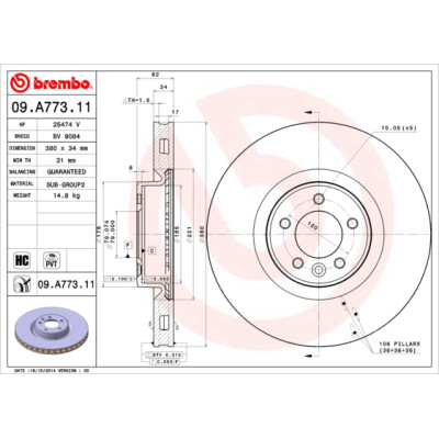 Тормозной диск Brembo 09.A773.11 Винница - изображение 1
