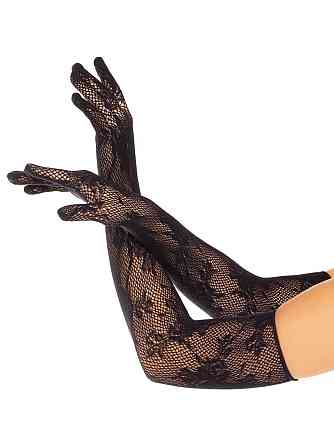 Рукавички Leg Avenue Lace Opera Length Gloves, One Size, чорні, вище ліктя, сітка з квітковим візерунком Sex Aura Київ