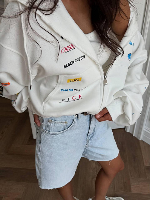 Жіноче стильне оверсайз худі на блискавці трьохнитка на флісі Одеса - фото 1