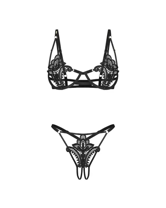 Комплект Obsessive Luise Sublim Black 2-pcs crotchless set S/M Львов - изображение 5