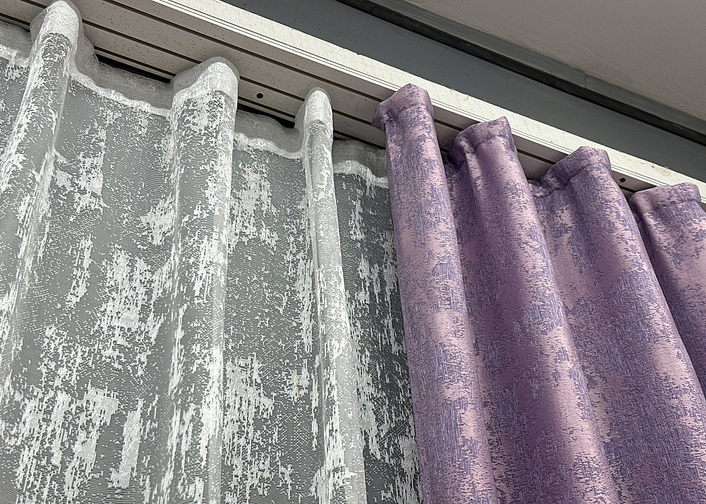 Комплект штор VR-Textil Жакард Мармур 150х270 2шт і Тюль 500х270 1764ш-1400т Бузковий з білим 71-020/4 Київ - фото 8