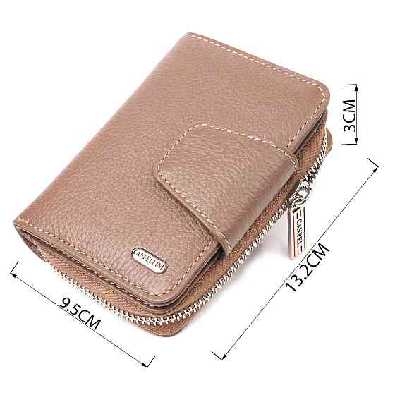 Надійне вертикальний портмоне для жінок з монетницею на блискавці з натуральної шкіри флотар CANPELLINI 21606 Бежеве Київ