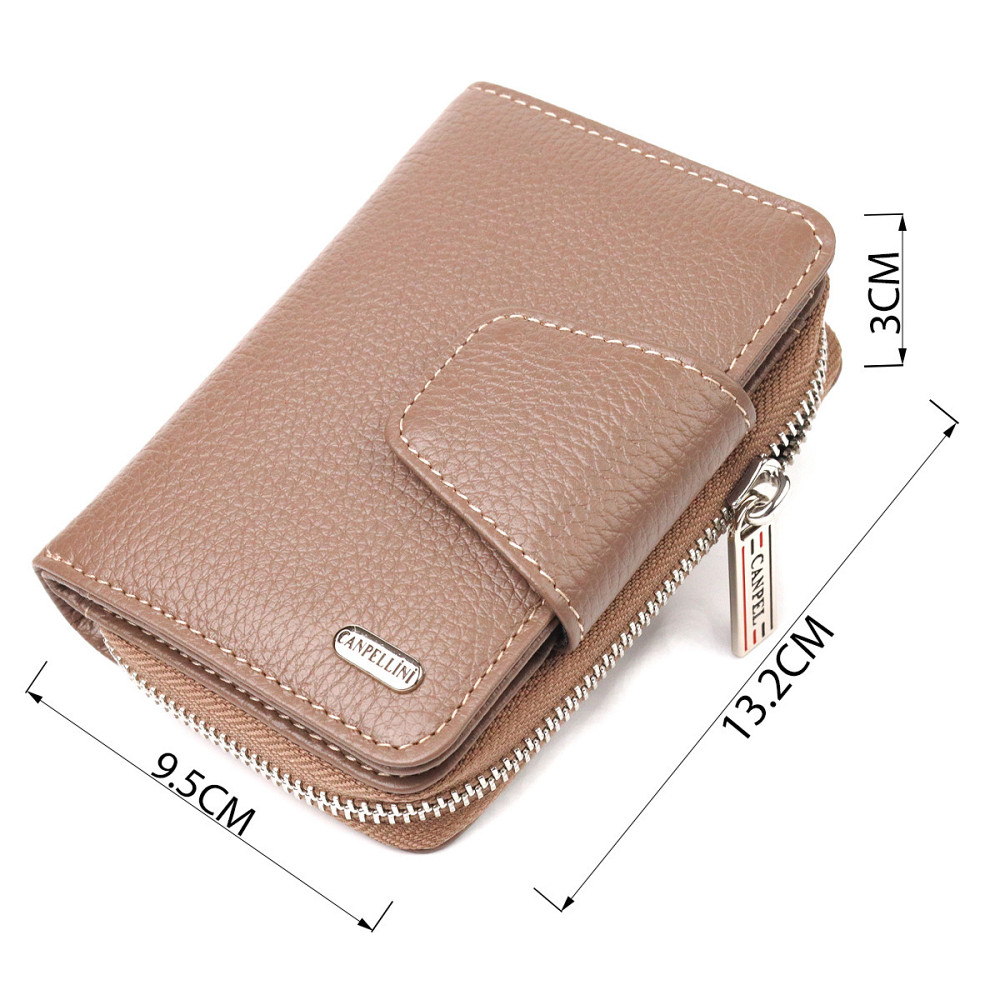 Надійне вертикальний портмоне для жінок з монетницею на блискавці з натуральної шкіри флотар CANPELLINI 21606 Бежеве Київ - фото 3