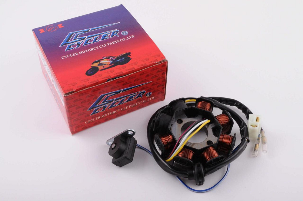 Статор генератора скутер 4 Т китай 50 (6+2 катушек, 4 контакта) Мукачево - изображение 1