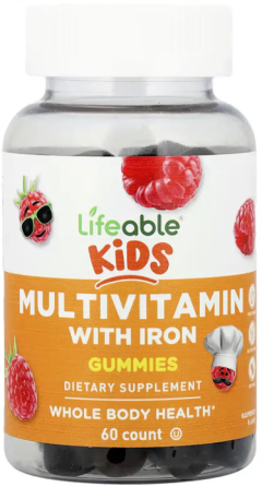 Мультивитамины с железом для детей Lifeable Multivitamin with Iron Kids 60 жев таб малина Киев