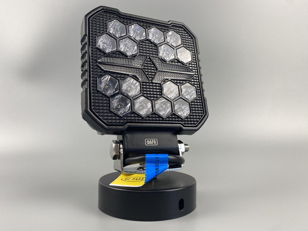 Фара LED квадратна 16 Led chip 12/24V. Широкий промінь + DRL світло + стробоскоп, світло 6500 К, IP67 Мукачево - фото 2