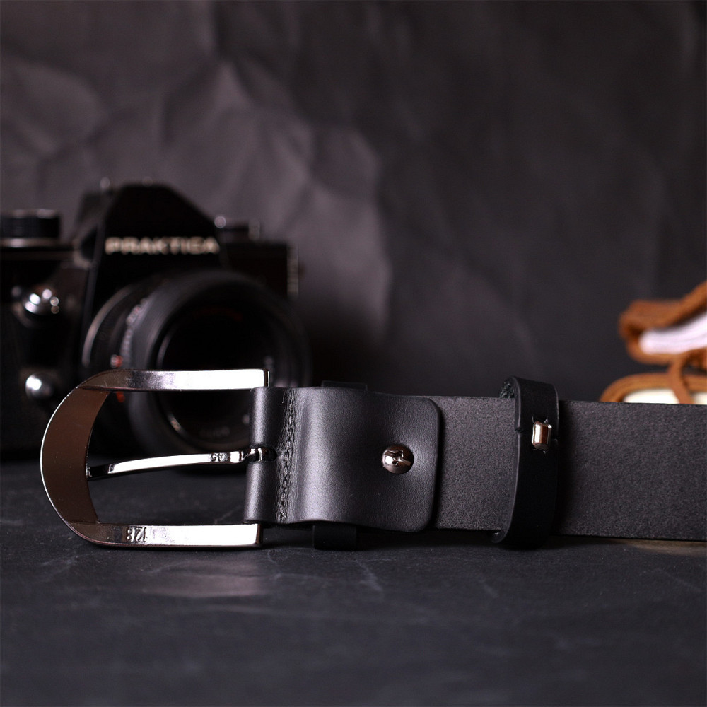 Класичний брючний пояс для чоловіків із натуральної шкіри GRANDE PELLE 11680 Чорний Київ - фото 2