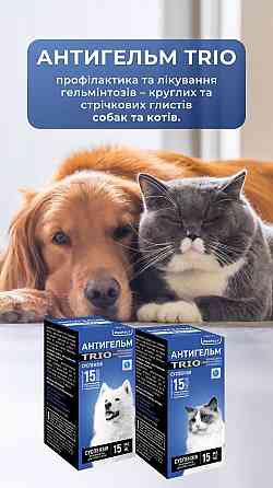 Антигельм TRIO суспензия от гельминтов для собак и кошек, 15 мл Винница