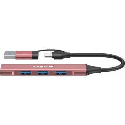 Концентратор Canyon hub DS-02 4in1 USB-A/C Pink (CNS-TDS02P) Вінниця - фото 1