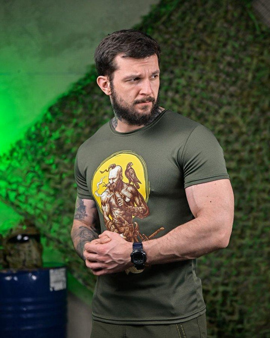 Тактическая потоотводящая футболка  Козак олива ПП7614 Одесса - изображение 2