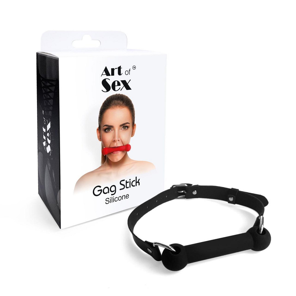 Кляп-палка на ремнях Art of Sex – Gag Stick Silicon, черный, натуральная кожа Sex Aura Киев - изображение 4