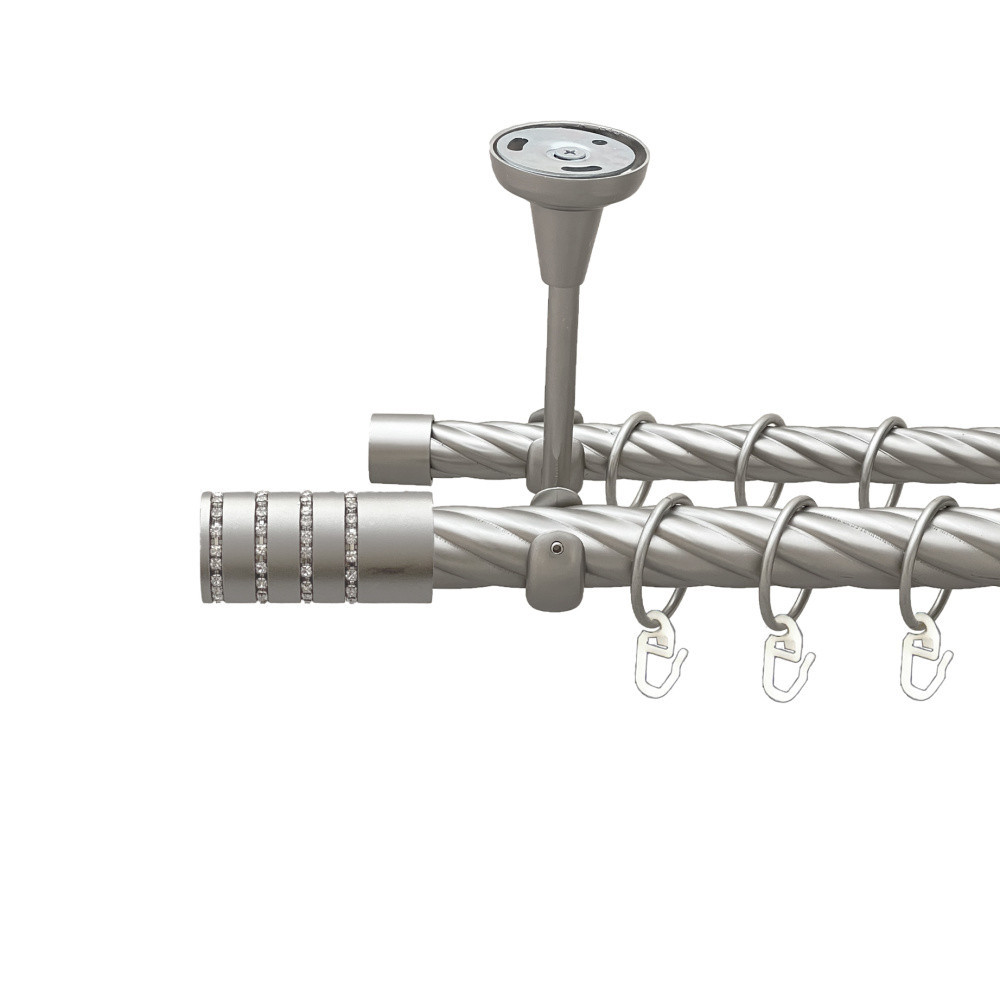 Карниз Orvit Барамелла металевий дворядний відкритий до стелі скручена труба кільце металеве Сатин 25\19 мм 200 см (00-00024187) Львів - фото 1