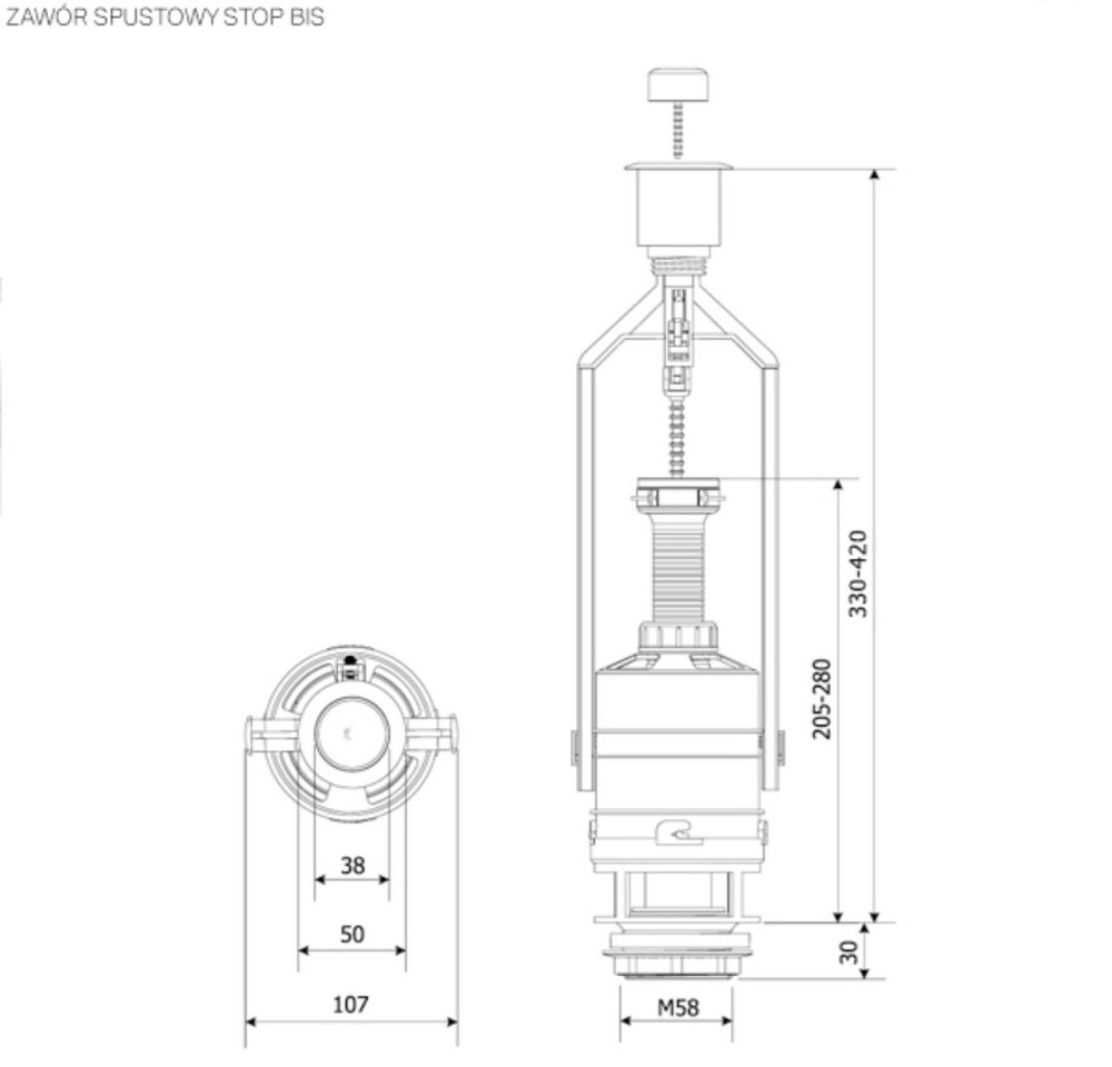 Зливний клапан K.K.POL ZSB/ZSS/210/211, Stop, довгий BIS(350/ZSB/211-00-T0) (000000488) Київ - фото 5