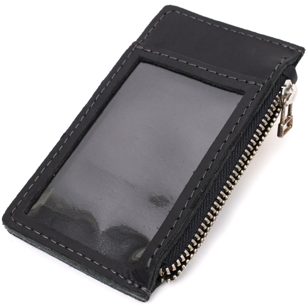 Вертикальный картхолдер с держателем для Apple AirTag из натуральной кожи GRANDE PELLE 11626 Черный Киев - изображение 8