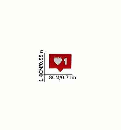 Емалевий пін Like Heart, значок лайк серце, брошка для одягу, рюкзака та сумки Київ