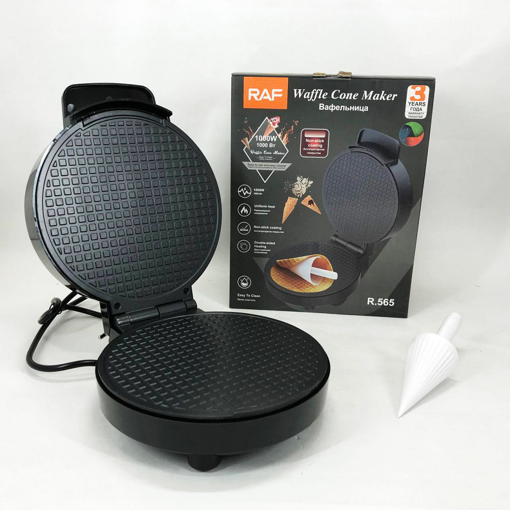Вафельница с антипригарным покрытием RAF R.565 1000 Вт, Вафельница для рельефных вафель YM-48 Львов - изображение 1