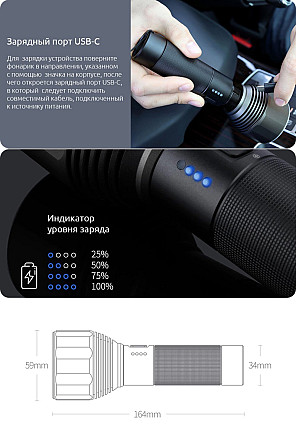 Світлодіодний ліхтарик Xiaomi NexTool Outdoor Flashlight NE0126 (Чорний) Миколаїв - фото 9