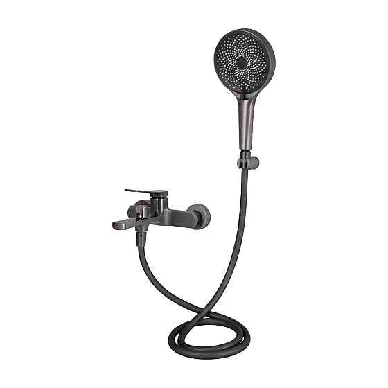 Змішувач для ванни Qtap Slavonice (з душовим гарнітуром) QTSLV259GMB48035 Gunmetal Black PVD Київ