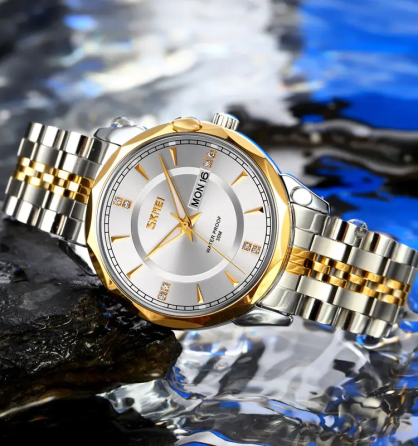 Годинник чоловічий класичний Skmei 9268 (Золотистий з сріблястим циферблатом) Вінниця