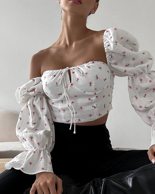 Женский летний романтичный топ муслин 100% хлопок Молочный 2 Одесса - изображение 1