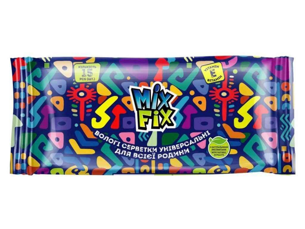 Вологі серветки 15шт Для всієї родини Вітамін Е ТМ MIX FIX Київ - фото 1