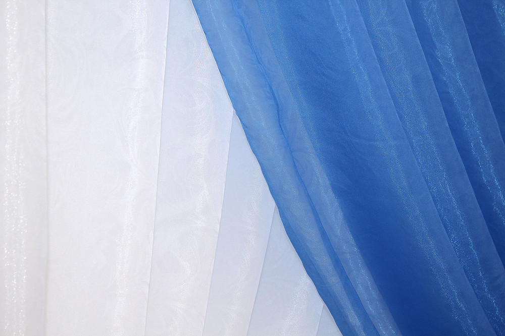 Кухонные шторки VR-Textil № 101к с подвязками голубой с белым 320х170 см (52-0417) Киев - изображение 6